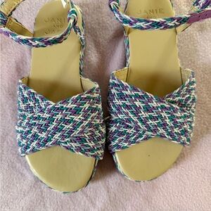 Janie and Jack Multicolor Braided Strap Sandals - Purple, Teal, White